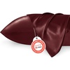image:imageBedsure Satin Pillowcases Similar to Silk Pillow Cases Queen Size Set of 2 Pure White Cooling Pillow Case for Sleeping Women with Envelope Closure Gifts for Women Men 20x30 Inches 2pcs12  Burgundy