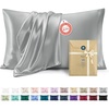 image:imageBedsure Satin Pillowcases Similar to Silk Pillow Cases Queen Size Set of 2 Pure White Cooling Pillow Case for Sleeping Women with Envelope Closure Gifts for Women Men 20x30 Inches 2pcs01  Silver Grey