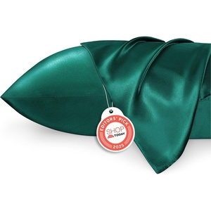 image:imageBedsure Satin Pillowcases Similar to Silk Pillow Cases Queen Size Set of 2 Pure White Cooling Pillow Case for Sleeping Women with Envelope Closure Gifts for Women Men 20x30 Inches 2pcs30  Dark Green