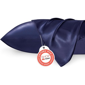 image:imageBedsure Satin Pillowcases Similar to Silk Pillow Cases Queen Size Set of 2 Pure White Cooling Pillow Case for Sleeping Women with Envelope Closure Gifts for Women Men 20x30 Inches 2pcs08  Navy