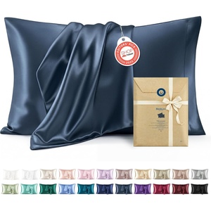 image:imageBedsure Satin Pillowcases Similar to Silk Pillow Cases Queen Size Set of 2 Pure White Cooling Pillow Case for Sleeping Women with Envelope Closure Gifts for Women Men 20x30 Inches 2pcs07  Blue