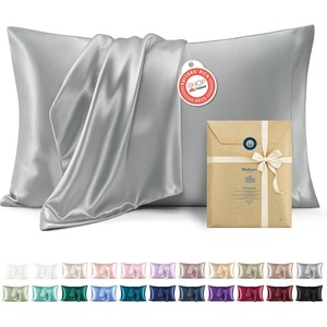 image:imageBedsure Satin Pillowcases Similar to Silk Pillow Cases Queen Size Set of 2 Pure White Cooling Pillow Case for Sleeping Women with Envelope Closure Gifts for Women Men 20x30 Inches 2pcs01  Silver Grey