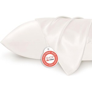 image:imageBedsure Satin Pillowcases Similar to Silk Pillow Cases Queen Size Set of 2 Pure White Cooling Pillow Case for Sleeping Women with Envelope Closure Gifts for Women Men 20x30 Inches 2pcs09  Ivory