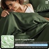 image:imageBedsure 100 Organically Grown Bamboo Viscose Duvet Cover Set Queen Size  Cooling Bedding Set for Hot Sleepers  PureWoven Luxury Silky Soft  No Insert  2 Pillow Shams Olive Green 90x90Olive Green