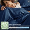 image:imageBedsure 100 Organically Grown Bamboo Viscose Duvet Cover Set Queen Size  Cooling Bedding Set for Hot Sleepers  PureWoven Luxury Silky Soft  No Insert  2 Pillow Shams Olive Green 90x90Navy