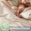 image:imageBedsure 100 Organically Grown Bamboo Viscose Duvet Cover Set Queen Size  Cooling Bedding Set for Hot Sleepers  PureWoven Luxury Silky Soft  No Insert  2 Pillow Shams Olive Green 90x90Beige