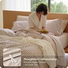 image:imageBedsure Striped Duvet Cover Queen 100 Washed Cotton Duvet Cover LinenLike PureWoven with Reversible YarnDyed Design amp DoubleStitch Craft 3Piece with Zipper Closure Stripes White 90x9008  Gingham  Light Brown
