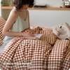 image:imageBedsure Striped Duvet Cover Queen 100 Washed Cotton Duvet Cover LinenLike PureWoven with Reversible YarnDyed Design amp DoubleStitch Craft 3Piece with Zipper Closure Stripes White 90x9012  Gingham  Terracotta