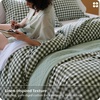 image:imageBedsure Striped Duvet Cover Queen 100 Washed Cotton Duvet Cover LinenLike PureWoven with Reversible YarnDyed Design amp DoubleStitch Craft 3Piece with Zipper Closure Stripes White 90x9007  Gingham  Olive Green