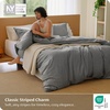 image:imageBedsure Striped Duvet Cover Queen 100 Washed Cotton Duvet Cover LinenLike PureWoven with Reversible YarnDyed Design amp DoubleStitch Craft 3Piece with Zipper Closure Stripes White 90x9006  Stripes  Dark Grey