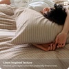 image:imageBedsure Striped Duvet Cover Queen 100 Washed Cotton Duvet Cover LinenLike PureWoven with Reversible YarnDyed Design amp DoubleStitch Craft 3Piece with Zipper Closure Stripes White 90x9003  Stripes  Light Brown