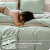 image:imageBedsure Striped Duvet Cover Queen 100 Washed Cotton Duvet Cover LinenLike PureWoven with Reversible YarnDyed Design amp DoubleStitch Craft 3Piece with Zipper Closure Stripes White 90x9005  Stripes  Sage Green