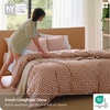 image:imageBedsure Striped Duvet Cover Queen 100 Washed Cotton Duvet Cover LinenLike PureWoven with Reversible YarnDyed Design amp DoubleStitch Craft 3Piece with Zipper Closure Stripes White 90x9012  Gingham  Terracotta