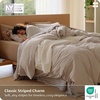 image:imageBedsure Striped Duvet Cover Queen 100 Washed Cotton Duvet Cover LinenLike PureWoven with Reversible YarnDyed Design amp DoubleStitch Craft 3Piece with Zipper Closure Stripes White 90x9002  Stripes  Linen