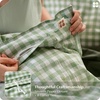 image:imageBedsure Striped Duvet Cover Queen 100 Washed Cotton Duvet Cover LinenLike PureWoven with Reversible YarnDyed Design amp DoubleStitch Craft 3Piece with Zipper Closure Stripes White 90x9010  Gingham  Willow Green