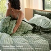 image:imageBedsure Striped Duvet Cover Queen 100 Washed Cotton Duvet Cover LinenLike PureWoven with Reversible YarnDyed Design amp DoubleStitch Craft 3Piece with Zipper Closure Stripes White 90x9010  Gingham  Willow Green