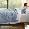 image:imageBedsure Striped Duvet Cover Queen 100 Washed Cotton Duvet Cover LinenLike PureWoven with Reversible YarnDyed Design amp DoubleStitch Craft 3Piece with Zipper Closure Stripes White 90x9009  Gingham  Cornflower Blue