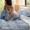 image:imageBedsure Striped Duvet Cover Queen 100 Washed Cotton Duvet Cover LinenLike PureWoven with Reversible YarnDyed Design amp DoubleStitch Craft 3Piece with Zipper Closure Stripes White 90x9009  Gingham  Cornflower Blue