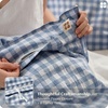 image:imageBedsure Striped Duvet Cover Queen 100 Washed Cotton Duvet Cover LinenLike PureWoven with Reversible YarnDyed Design amp DoubleStitch Craft 3Piece with Zipper Closure Stripes White 90x9009  Gingham  Cornflower Blue