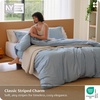 image:imageBedsure Striped Duvet Cover Queen 100 Washed Cotton Duvet Cover LinenLike PureWoven with Reversible YarnDyed Design amp DoubleStitch Craft 3Piece with Zipper Closure Stripes White 90x9004  Stripes  Cornflower Blue