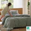 image:imageBedsure Striped Duvet Cover Queen 100 Washed Cotton Duvet Cover LinenLike PureWoven with Reversible YarnDyed Design amp DoubleStitch Craft 3Piece with Zipper Closure Stripes White 90x9007  Gingham  Olive Green