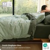 image:imageBedsure Striped Duvet Cover Queen 100 Washed Cotton Duvet Cover LinenLike PureWoven with Reversible YarnDyed Design amp DoubleStitch Craft 3Piece with Zipper Closure Stripes White 90x9010  Gingham  Willow Green