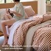 image:imageBedsure Striped Duvet Cover Queen 100 Washed Cotton Duvet Cover LinenLike PureWoven with Reversible YarnDyed Design amp DoubleStitch Craft 3Piece with Zipper Closure Stripes White 90x9012  Gingham  Terracotta