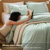 image:imageBedsure Striped Duvet Cover Queen 100 Washed Cotton Duvet Cover LinenLike PureWoven with Reversible YarnDyed Design amp DoubleStitch Craft 3Piece with Zipper Closure Stripes White 90x9005  Stripes  Sage Green