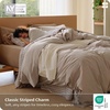 image:imageBedsure Striped Duvet Cover Queen 100 Washed Cotton Duvet Cover LinenLike PureWoven with Reversible YarnDyed Design amp DoubleStitch Craft 3Piece with Zipper Closure Stripes White 90x9003  Stripes  Light Brown