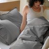 image:imageBedsure Striped Duvet Cover Queen 100 Washed Cotton Duvet Cover LinenLike PureWoven with Reversible YarnDyed Design amp DoubleStitch Craft 3Piece with Zipper Closure Stripes White 90x9006  Stripes  Dark Grey