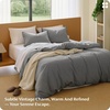 image:imageBedsure Striped Duvet Cover Queen 100 Washed Cotton Duvet Cover LinenLike PureWoven with Reversible YarnDyed Design amp DoubleStitch Craft 3Piece with Zipper Closure Stripes White 90x9006  Stripes  Dark Grey