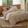 image:imageBedsure Striped Duvet Cover Queen 100 Washed Cotton Duvet Cover LinenLike PureWoven with Reversible YarnDyed Design amp DoubleStitch Craft 3Piece with Zipper Closure Stripes White 90x9008  Gingham  Light Brown