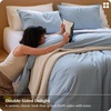 image:imageBedsure Striped Duvet Cover Queen 100 Washed Cotton Duvet Cover LinenLike PureWoven with Reversible YarnDyed Design amp DoubleStitch Craft 3Piece with Zipper Closure Stripes White 90x9004  Stripes  Cornflower Blue