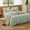 image:imageBedsure Striped Duvet Cover Queen 100 Washed Cotton Duvet Cover LinenLike PureWoven with Reversible YarnDyed Design amp DoubleStitch Craft 3Piece with Zipper Closure Stripes White 90x9005  Stripes  Sage Green
