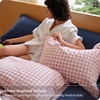 image:imageBedsure Striped Duvet Cover Queen 100 Washed Cotton Duvet Cover LinenLike PureWoven with Reversible YarnDyed Design amp DoubleStitch Craft 3Piece with Zipper Closure Stripes White 90x9011  Gingham  Greyish Pink