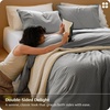 image:imageBedsure Striped Duvet Cover Queen 100 Washed Cotton Duvet Cover LinenLike PureWoven with Reversible YarnDyed Design amp DoubleStitch Craft 3Piece with Zipper Closure Stripes White 90x9006  Stripes  Dark Grey