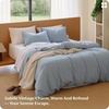 image:imageBedsure Striped Duvet Cover Queen 100 Washed Cotton Duvet Cover LinenLike PureWoven with Reversible YarnDyed Design amp DoubleStitch Craft 3Piece with Zipper Closure Stripes White 90x9004  Stripes  Cornflower Blue