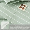 image:imageBedsure Striped Duvet Cover Queen 100 Washed Cotton Duvet Cover LinenLike PureWoven with Reversible YarnDyed Design amp DoubleStitch Craft 3Piece with Zipper Closure Stripes White 90x9005  Stripes  Sage Green