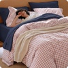 image:imageBedsure Striped Duvet Cover Queen 100 Washed Cotton Duvet Cover LinenLike PureWoven with Reversible YarnDyed Design amp DoubleStitch Craft 3Piece with Zipper Closure Stripes White 90x9011  Gingham  Greyish Pink