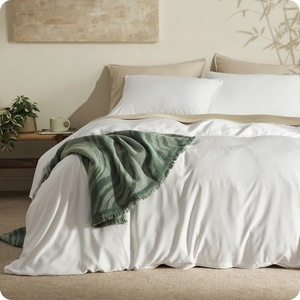 image:imageBedsure 100 Organically Grown Bamboo Viscose Duvet Cover Set Queen Size  Cooling Bedding Set for Hot Sleepers  PureWoven Luxury Silky Soft  No Insert  2 Pillow Shams Olive Green 90x90White