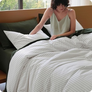 image:imageBedsure Striped Duvet Cover Queen 100 Washed Cotton Duvet Cover LinenLike PureWoven with Reversible YarnDyed Design amp DoubleStitch Craft 3Piece with Zipper Closure Stripes White 90x9001  Stripes  White