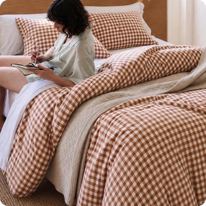 image:imageBedsure Striped Duvet Cover Queen 100 Washed Cotton Duvet Cover LinenLike PureWoven with Reversible YarnDyed Design amp DoubleStitch Craft 3Piece with Zipper Closure Stripes White 90x9012  Gingham  Terracotta