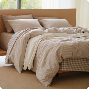 image:imageBedsure Striped Duvet Cover Queen 100 Washed Cotton Duvet Cover LinenLike PureWoven with Reversible YarnDyed Design amp DoubleStitch Craft 3Piece with Zipper Closure Stripes White 90x9002  Stripes  Linen
