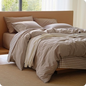 image:imageBedsure Striped Duvet Cover Queen 100 Washed Cotton Duvet Cover LinenLike PureWoven with Reversible YarnDyed Design amp DoubleStitch Craft 3Piece with Zipper Closure Stripes White 90x9003  Stripes  Light Brown