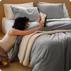 image:imageBedsure Striped Duvet Cover Queen 100 Washed Cotton Duvet Cover LinenLike PureWoven with Reversible YarnDyed Design amp DoubleStitch Craft 3Piece with Zipper Closure Stripes White 90x9006  Stripes  Dark Grey