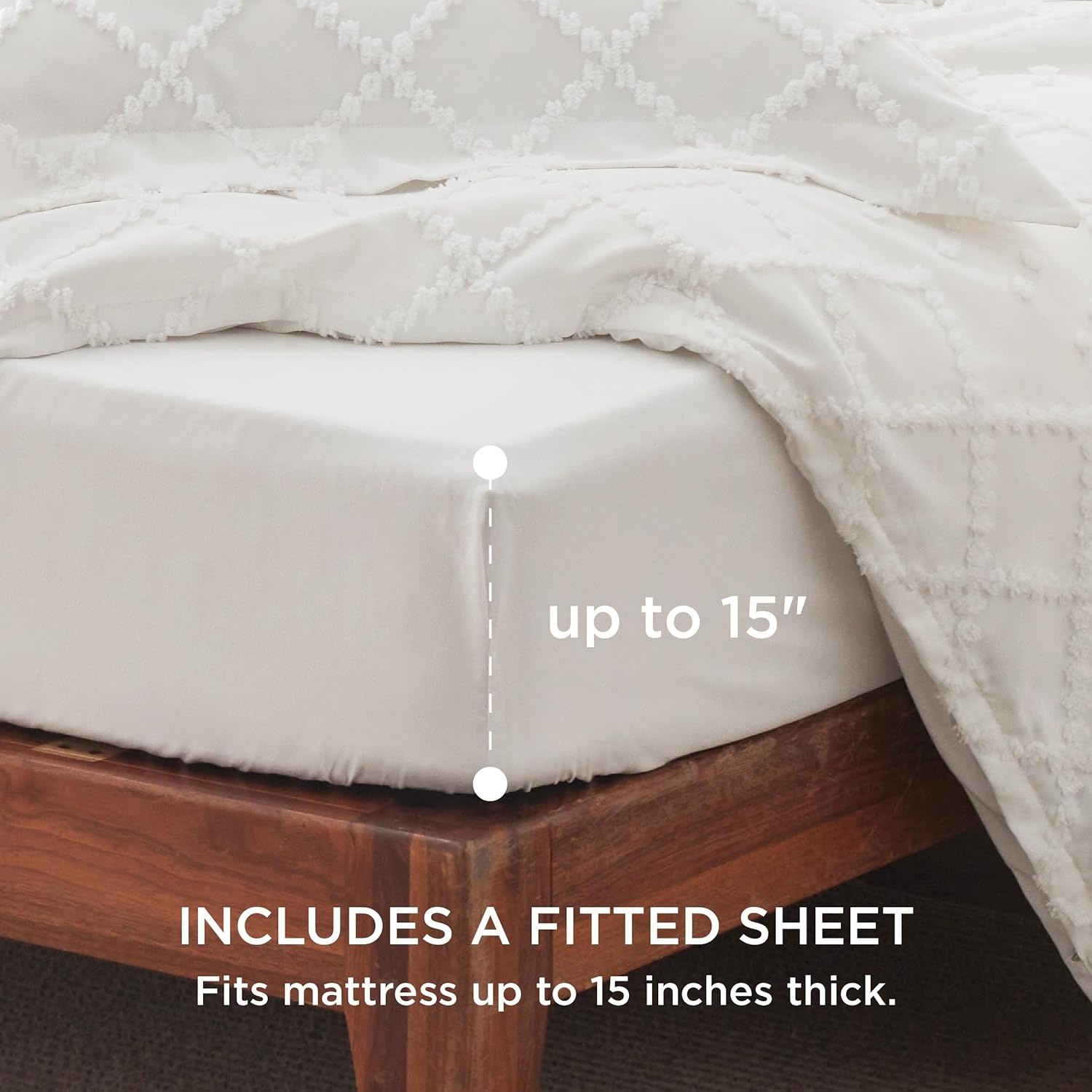 image:imageBedsure Boho Duvet Cover King Size  Rose Pink Tufted Boho Bedding Distressed Vintage Embroidery Bedding for All Seasons 3 Pieces 1 Soft Jacquard King Comforter Cover and 2 Pillow Shams01  White No Comforter