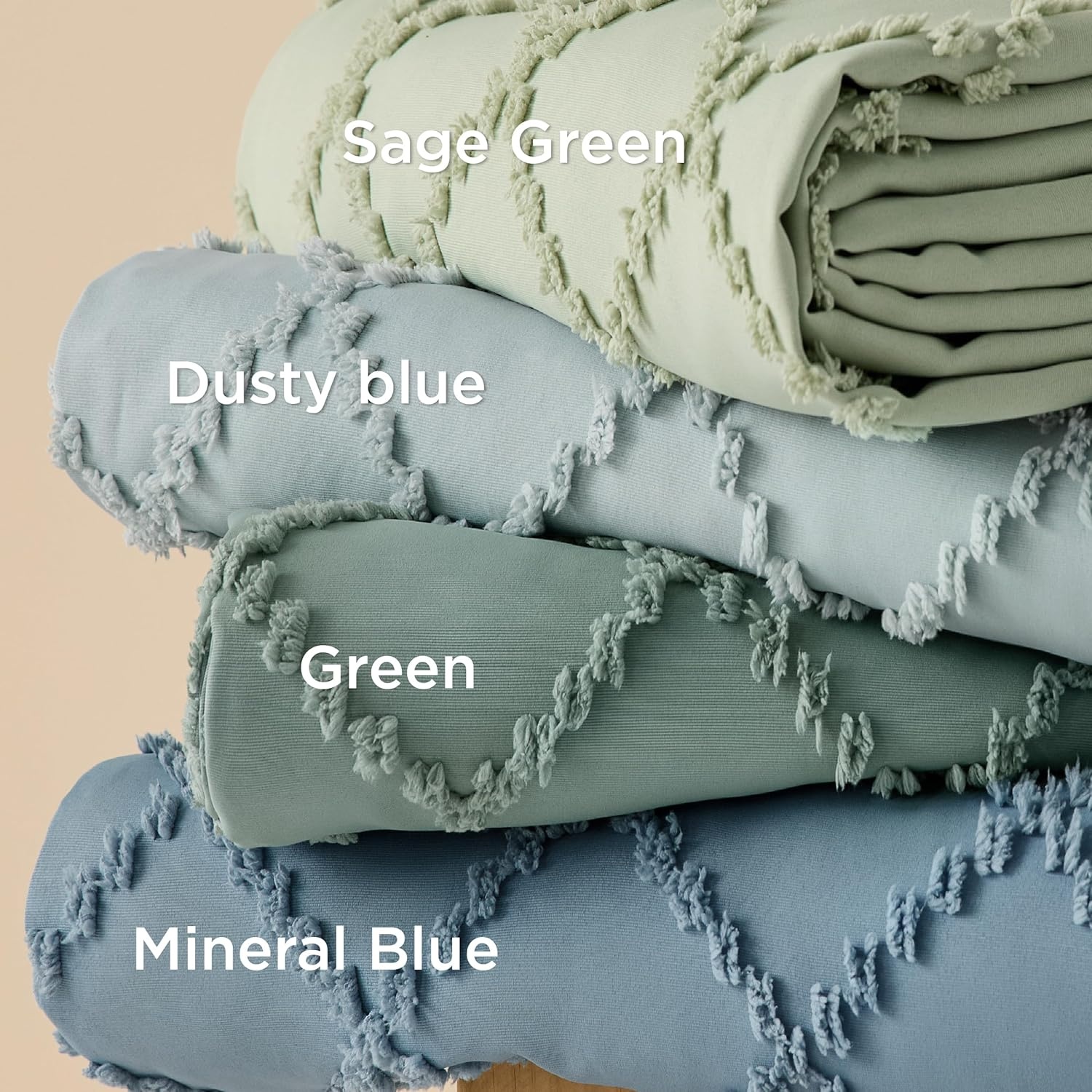 image:imageBedsure Boho Duvet Cover King Size  Rose Pink Tufted Boho Bedding Distressed Vintage Embroidery Bedding for All Seasons 3 Pieces 1 Soft Jacquard King Comforter Cover and 2 Pillow Shams10  Dusty Blue No Comforter
