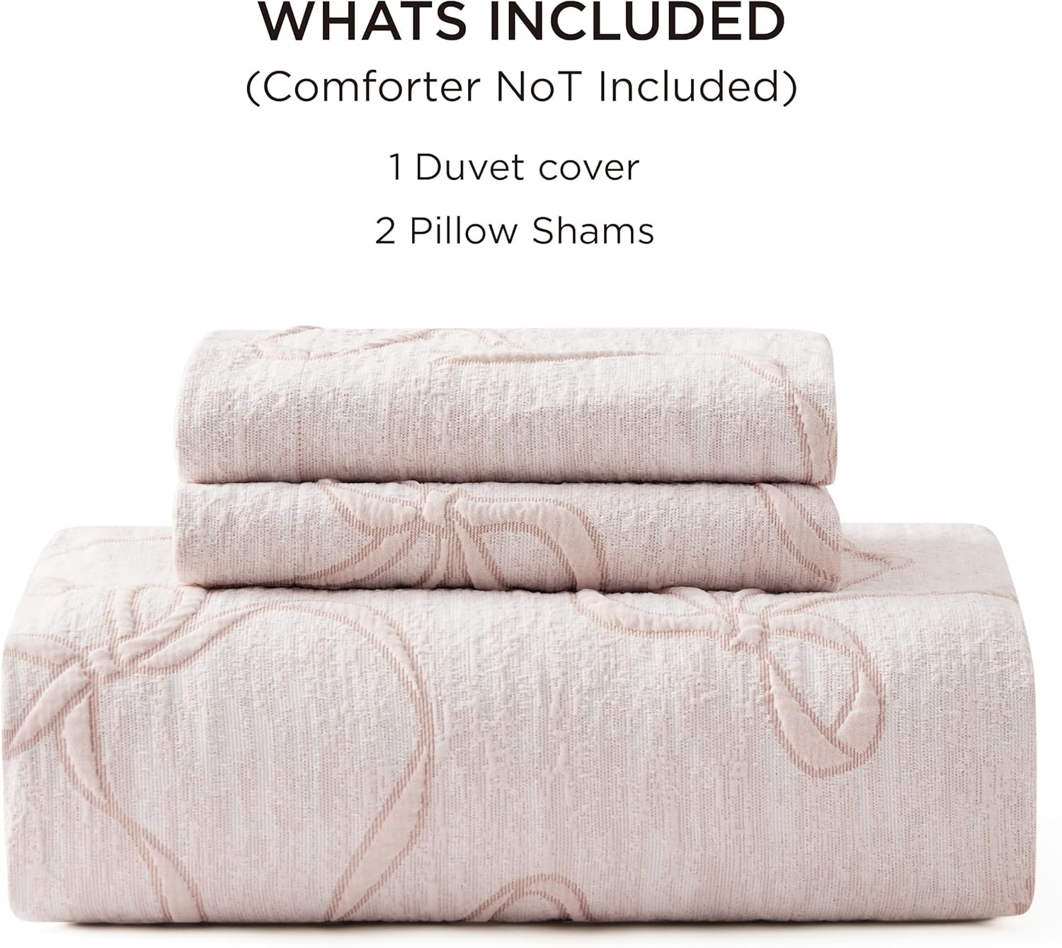 image:imageBedsure Boho Duvet Cover King Size  Rose Pink Tufted Boho Bedding Distressed Vintage Embroidery Bedding for All Seasons 3 Pieces 1 Soft Jacquard King Comforter Cover and 2 Pillow Shams06  Pink Bowknot No Comforter