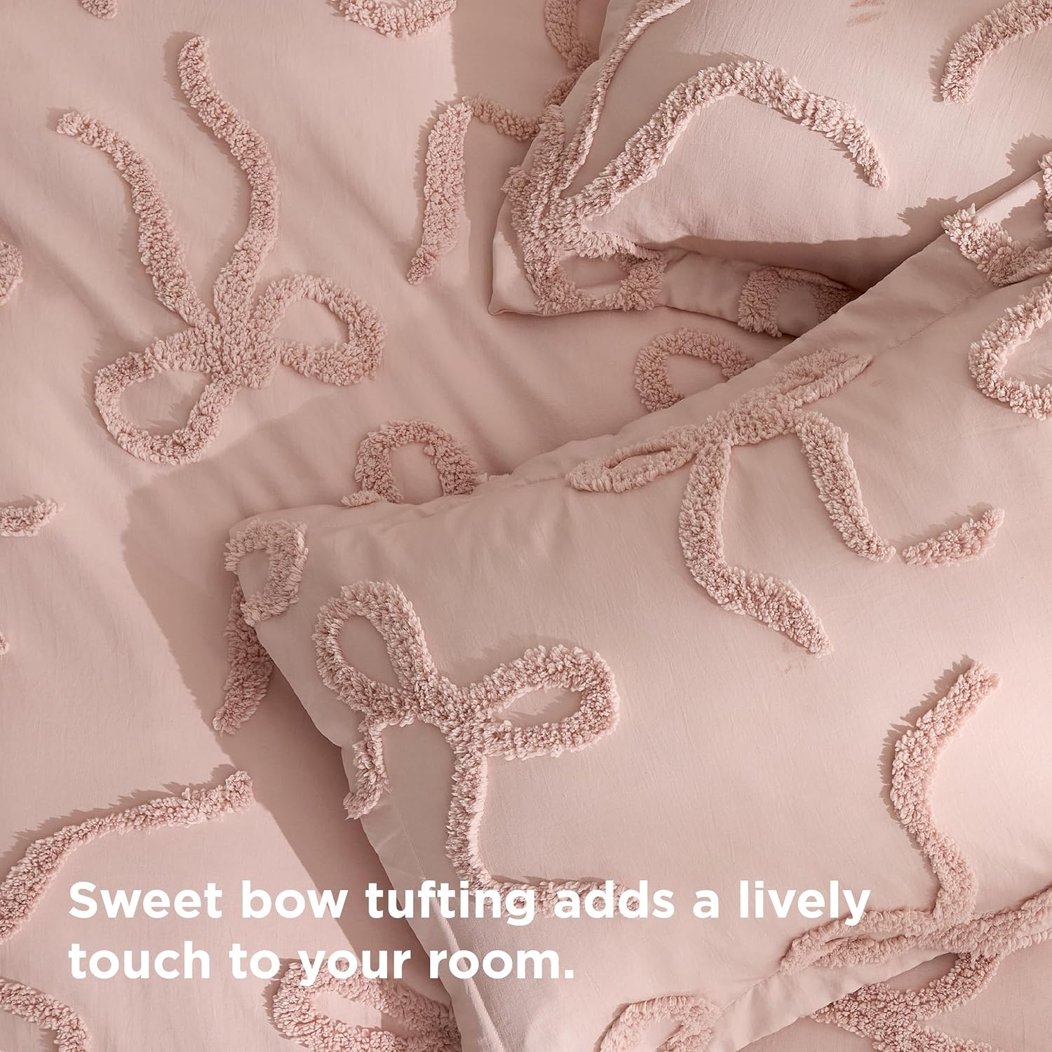 image:imageBedsure Boho Duvet Cover King Size  Rose Pink Tufted Boho Bedding Distressed Vintage Embroidery Bedding for All Seasons 3 Pieces 1 Soft Jacquard King Comforter Cover and 2 Pillow Shams05  Pink  Bowknot Tuftedno Comforter