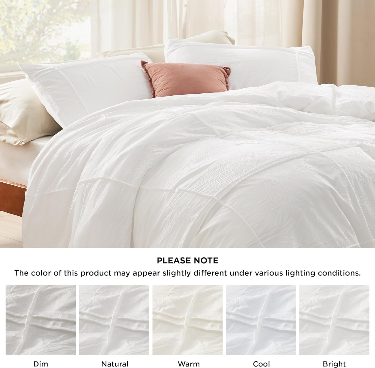 image:imageBedsure Boho Duvet Cover King Size  Rose Pink Tufted Boho Bedding Distressed Vintage Embroidery Bedding for All Seasons 3 Pieces 1 Soft Jacquard King Comforter Cover and 2 Pillow Shams34  White  Grid No Comforter
